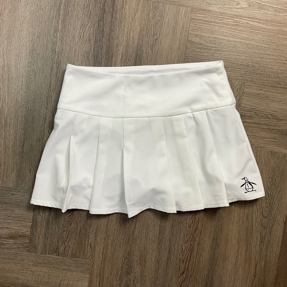 Original Penguin Pleated Tennis Golf Logo Skort Skirt Womens XS White Classic